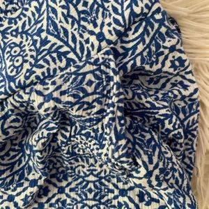 Blue and white elastic waist comfy sway pant